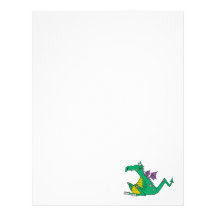 silly goofy cartoon green dragon letterhead