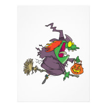 silly goofy halloween witch toon personalized announcement