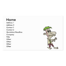 silly goofy zombie cartoon character business card template