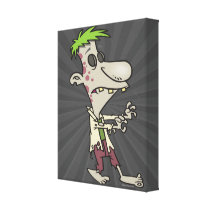 silly goofy zombie cartoon character stretched canvas print