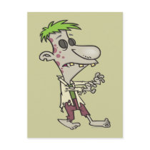 silly goofy zombie cartoon character postcards
