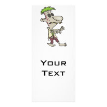 silly goofy zombie cartoon character rack card design