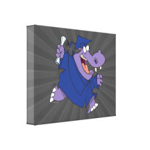 silly graduate graduation hippo cartoon gallery wrap canvas