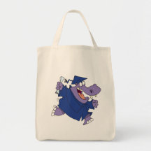 silly graduate graduation hippo cartoon canvas bag