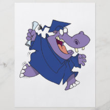 silly graduate graduation hippo cartoon flyer design