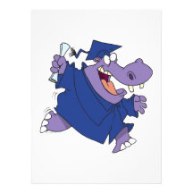 silly graduate graduation hippo cartoon custom invites