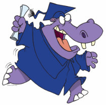 silly graduate graduation hippo cartoon photo sculptures