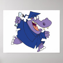 silly graduate graduation hippo cartoon posters