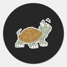 silly grinning turtle round stickers