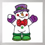 silly happy snowman print