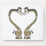 silly heart love giraffes mouse pads