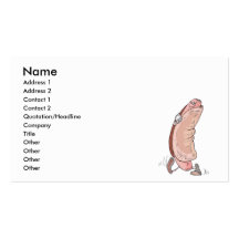silly hot dog in bun cartoon character business card