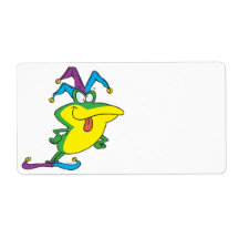silly jester fool frog cartoon custom shipping label