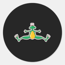 silly jumping jack froggy round stickers