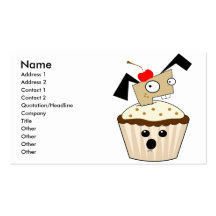 silly little puppy dog in cupcake kawaii cartoon business cards
