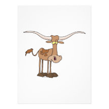 silly longhorn cow cartoon character personalized announcement