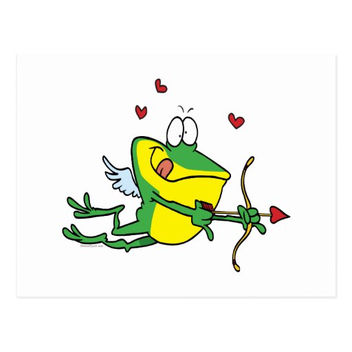 silly love cupid valentine froggy frog post cards
