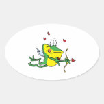 silly love cupid valentine froggy frog oval stickers
