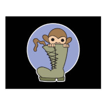 silly monkey in boot postcard