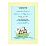 Silly Monkeys in Tub Twins Baby Shower - Yellow invitations