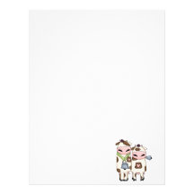 silly moo cow couple cartoon letterhead design