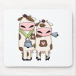 silly moo cow couple cartoon mousepad