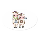 silly moo cow couple cartoon stickers