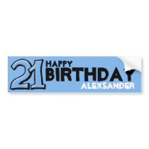 Silly Number 21 blue Birthday Bumper Sticker