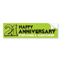 Silly Number 21 green Anniversary Bumper Sticker