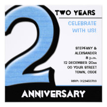 Silly Number 2 blue Anniversary Invitation