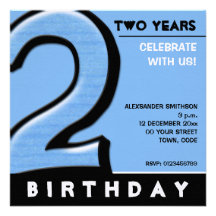 Silly Number 2 blue Birthday Party Invitation