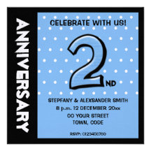 Silly Number 2 blue dots Anniversary Invitation