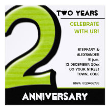 Silly Number 2 green Anniversary Invitation