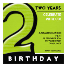Silly Number 2 green Birthday Party Invitation