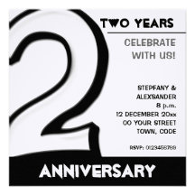 Silly Number 2 white Anniversary Invite