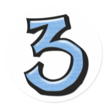 Silly Number 3 blue white Sticker