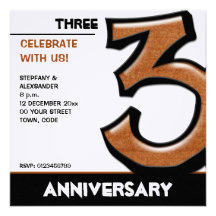Silly Number 3 chocolate Anniversary Invitation
