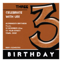 Silly Number 3 chocolate Birthday Party Invitation