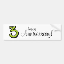 Silly Number 3 green Anniversary Bumper Sticker
