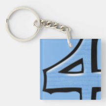 Silly Number 4 blue Acrylic Keychain