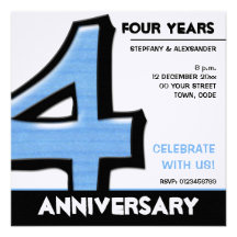 Silly Number 4 blue Anniversary Invitation