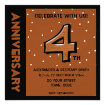 Silly Number 4 chocolate dots Anniversary Invite