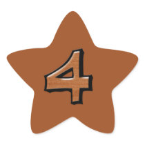 Silly Number 4 chocolate Star Sticker
