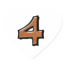Silly Number 4 chocolate white Heart Sticker