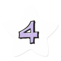 Silly Number 4 lavender white Star Sticker