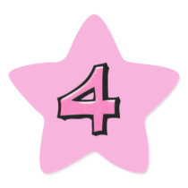 Silly Number 4 pink Star Sticker