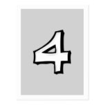 Silly Number 4 white grey Postcard
