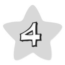 Silly Number 4 white Star Sticker