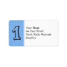 Silly Numbers 1 blue Address Label