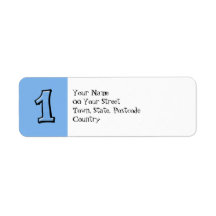 Silly Numbers 1 blue Return Address Label